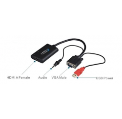 CONVERTISSEUR VGA MALE vers HDMI FEMELLE + AUDIO -