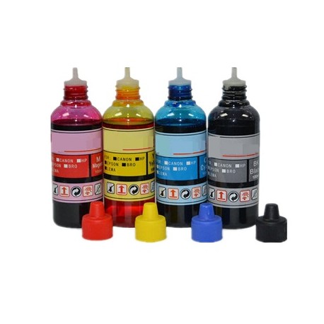 KIT BOUTEILLES ENCRE Noir, Cuan Magenta, Jaune pour cartouches HP 302, 302XL - 4x100ml