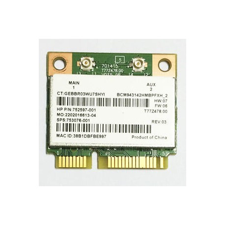 CARTE WIFI HP HP PAVILION 15-P, STREAM 11-D, STREAM 11-Y - 752597-001  7265NGW