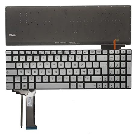 CLAVIER AZERTY SILVER RETROECLAIRE ASUS N551 N551V N551VW N551Z N551ZU N751JX N751JK