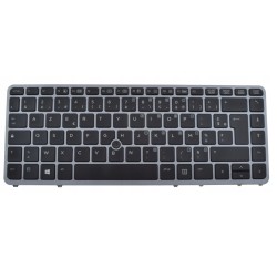 CLAVIER AZERTY RETROECLAIRE + CADRE SILVER HP Elitebook 840 G1, 840 G2 - 762758-051 - Gar 1 an