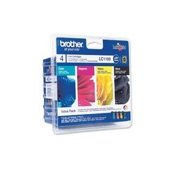 PACK CARTOUCHES BROTHER LC1100 Noir, Cyan, Magenta, Jaune - LC1100HYVALP - Grande capacité